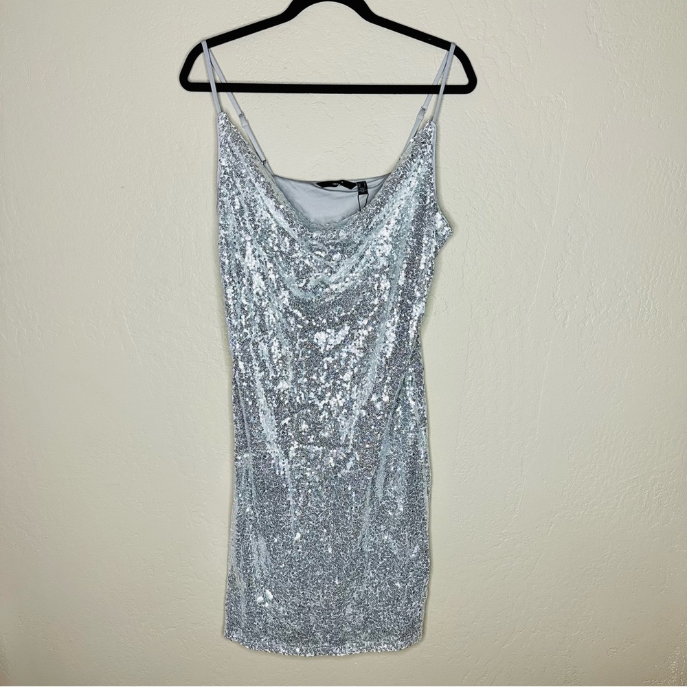 Kassia Sequin Short Dress - Silver - Vero Moda - Baltic Born - Size Large